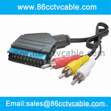 SCART to 3 RCA cable, Audio Video Cable, AV cable